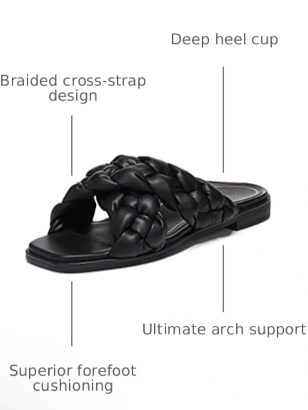 Vionic Black Braided Slide Sandals